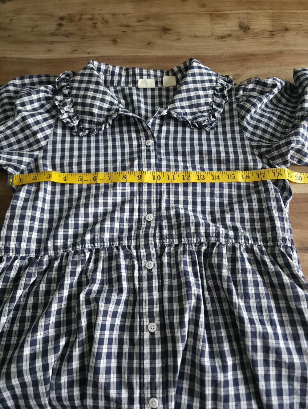 Levi’s Gingham Mira Dress | Ruffle Collar | Navy & White | Cottagecore | Size M - Picture 12 of 16